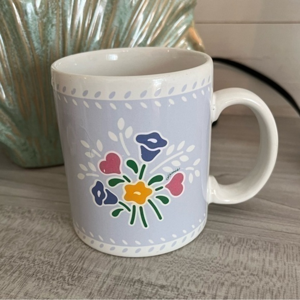 Vintage Dainty Floral Pastel Periwinkle Mug Coffee Cup